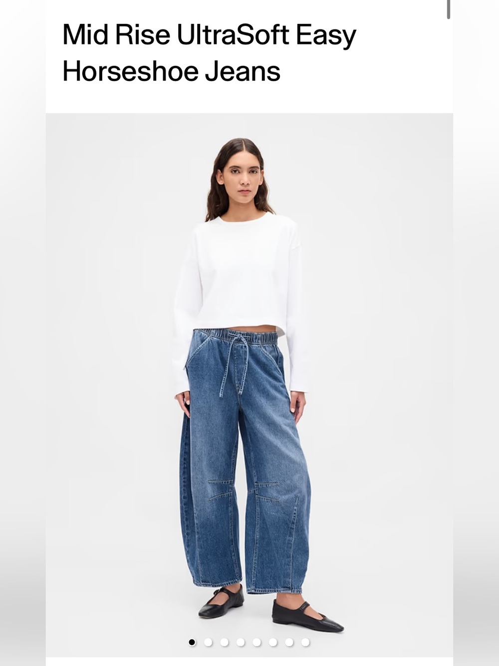 GAP Medium Blue Elastic Waist Denim barrel Pants